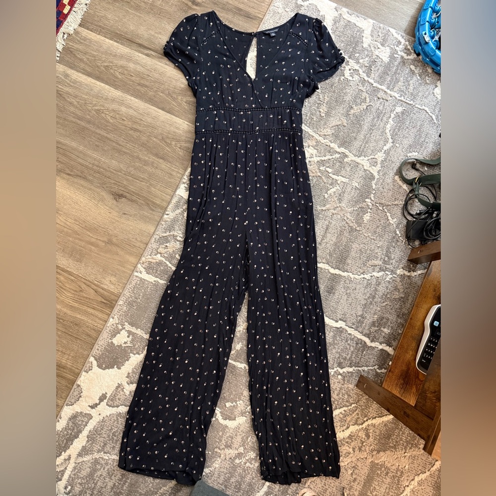 American Eagle Outfitters Navy Jumpsuit with White Dots